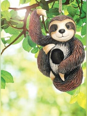 Sloth Hanging Birdhouse - Brown Decorative Outdoor Nest